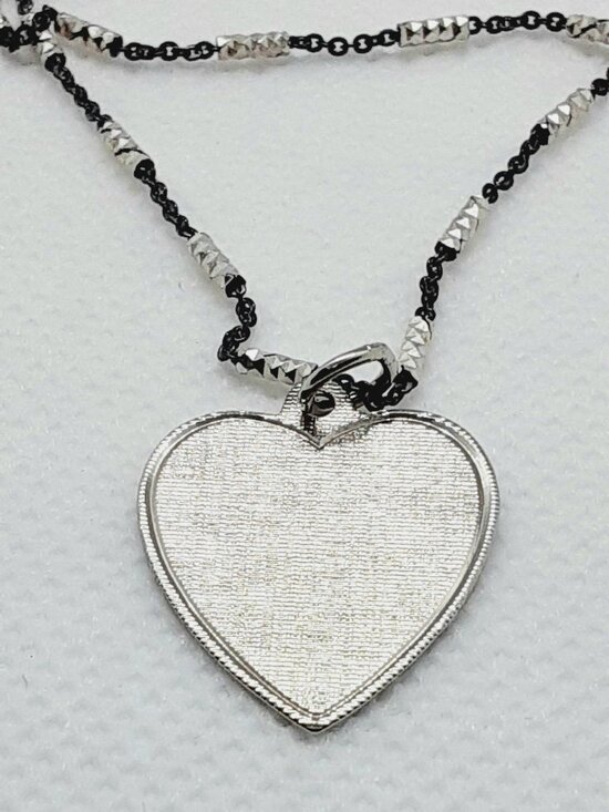 925 Italy Jewelry - Say it with Heart ... NEW Sterling Silver Heart Pendant and Fancy Two-Tone Chain
